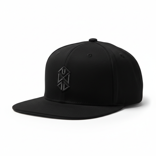 Classic black streetwear snapback cap with flat brim