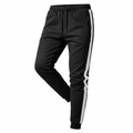 Black slim fit streetwear jogger pants with side stripe
